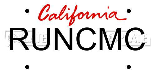 RUNCMC California License Plate