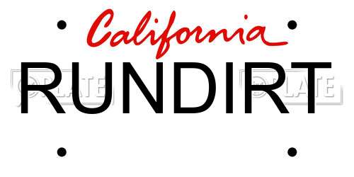 RUNDIRT California License Plate