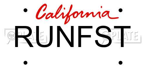 RUNFST California License Plate