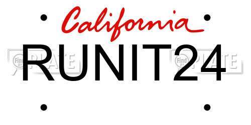 RUNIT24 California License Plate