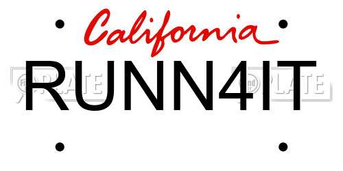 RUNN4IT California License Plate