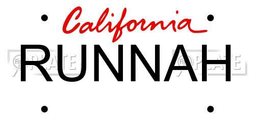 RUNNAH California License Plate