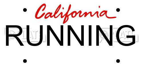 RUNNING California License Plate