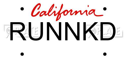 RUNNKD California License Plate