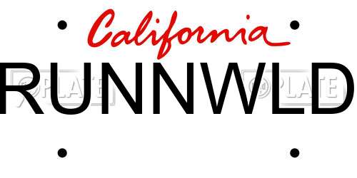 RUNNWLD California License Plate