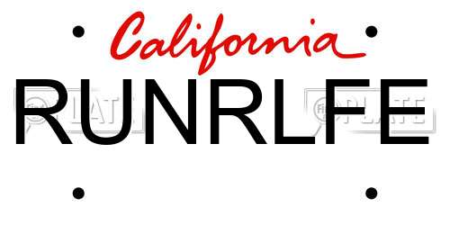 RUNRLFE California License Plate