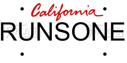RUNSONE California License Plate