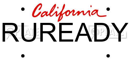 RUREADY California License Plate