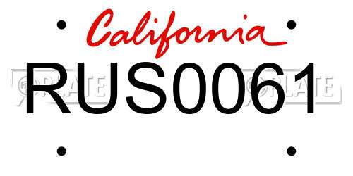 RUS0061 California License Plate