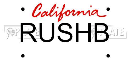 RUSHB California License Plate