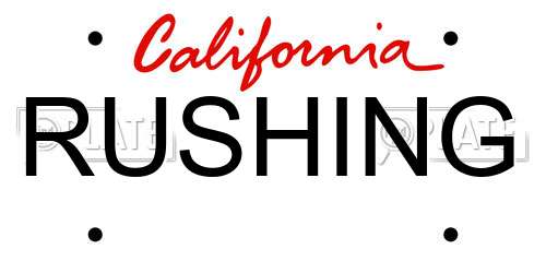 RUSHING California License Plate