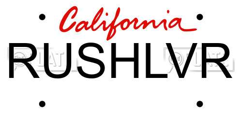 RUSHLVR California License Plate