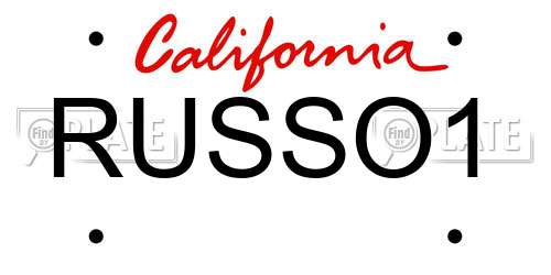 RUSSO1 California License Plate