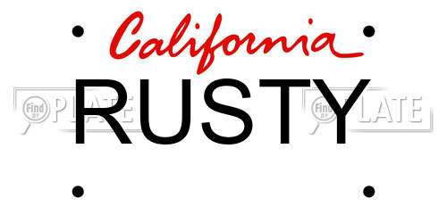 RUSTY California License Plate
