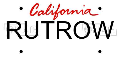 RUTROW California License Plate