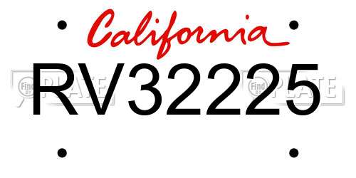 RV32225 California License Plate