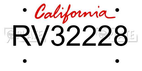 RV32228 California License Plate