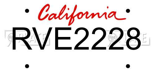 RVE2228 California License Plate