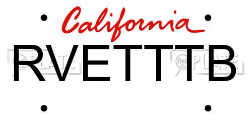 RVETTTB California License Plate