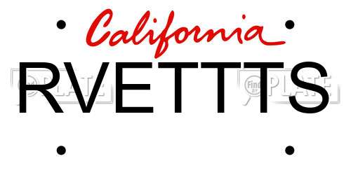 RVETTTS California License Plate