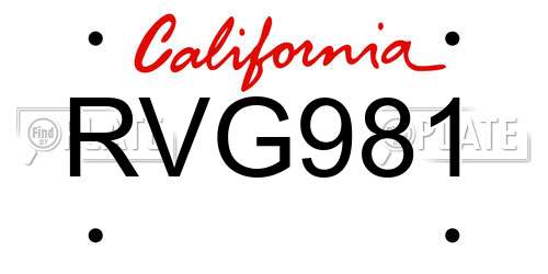 RVG981 California License Plate