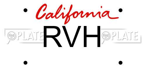 RVH California License Plate