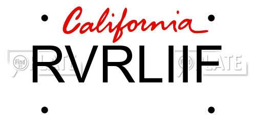 RVRLIIF California License Plate