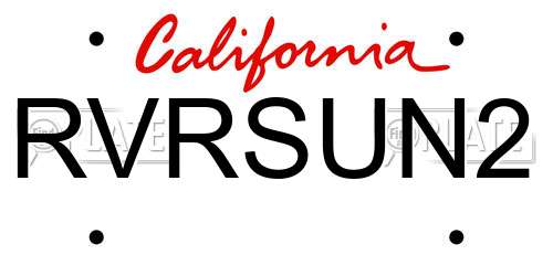 RVRSUN2 California License Plate