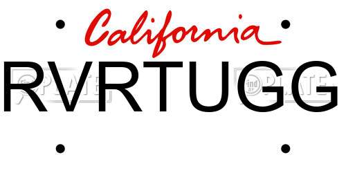 RVRTUGG California License Plate