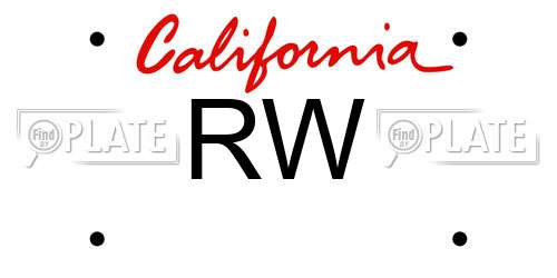 RW California License Plate