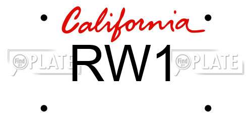 RW1 California License Plate