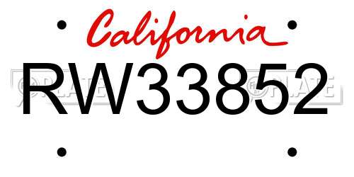RW33852 California License Plate