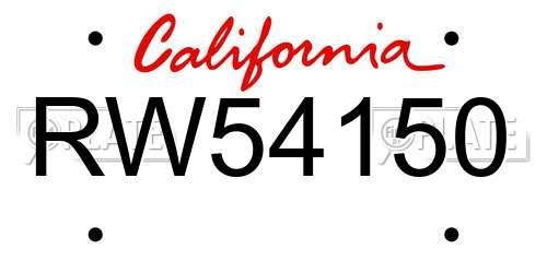 RW54150 California License Plate
