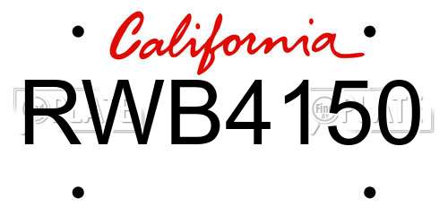 RWB4150 California License Plate