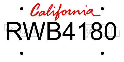 RWB4180 California License Plate