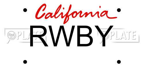 RWBY California License Plate