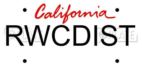 RWCDIST California License Plate