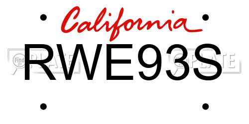 RWE93S California License Plate