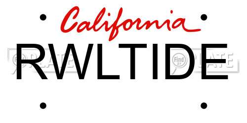 RWLTIDE California License Plate