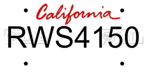 RWS4150 California License Plate