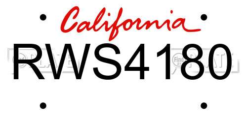 RWS4180 California License Plate