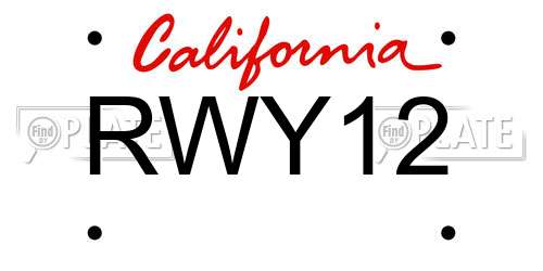 RWY12 California License Plate