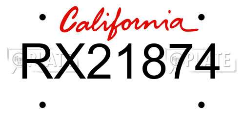 RX21874 California License Plate