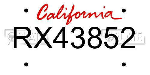RX43852 California License Plate