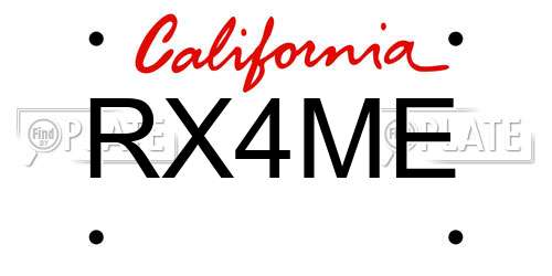 RX4ME California License Plate