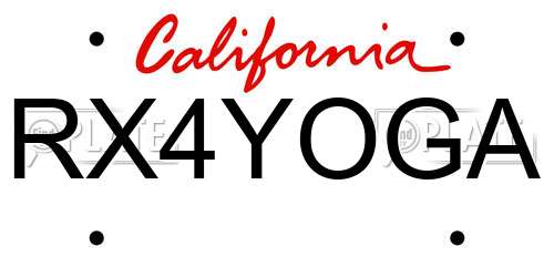RX4YOGA California License Plate