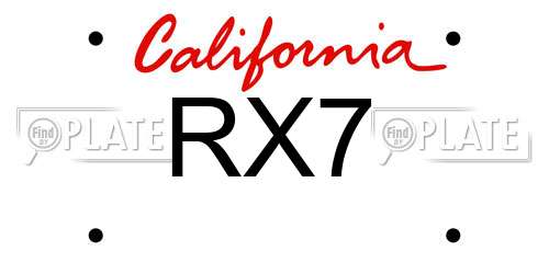 RX7 California License Plate