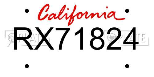RX71824 California License Plate