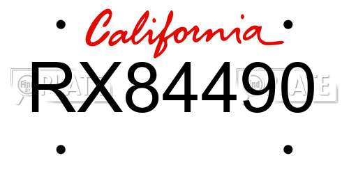 RX84490 California License Plate