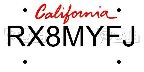 RX8MYFJ California License Plate